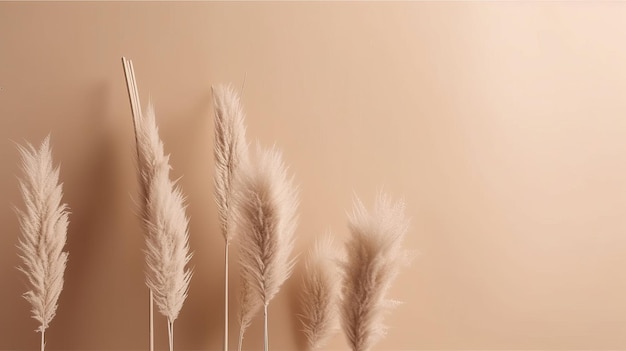 Pampas grass minimalist background Illustration AI GenerativexA