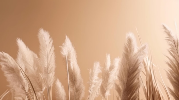 Pampas grass minimalist background Illustration AI GenerativexA