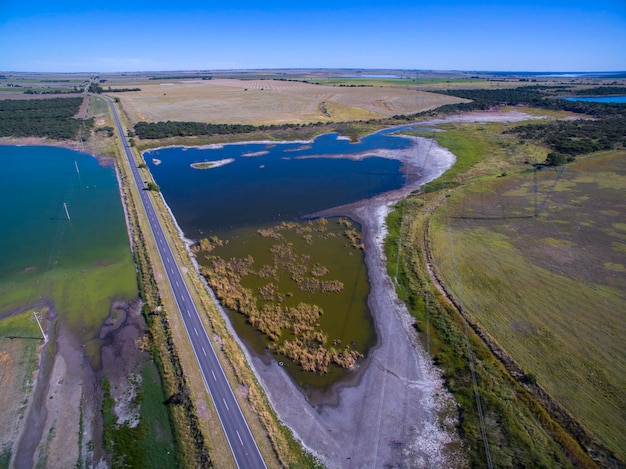 Pampas lagoon aerial view La Pampa Province Patagonia Argentina