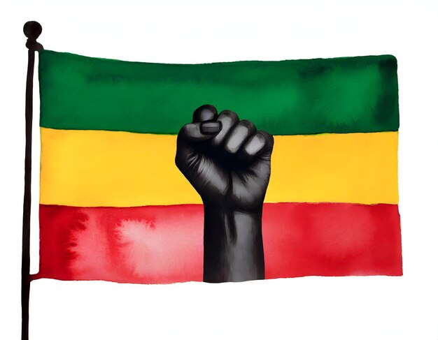 Photo pan african flag with fist symbol