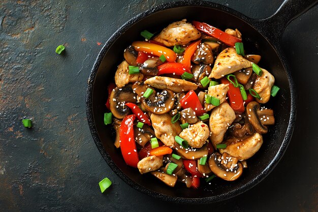 Photo a pan of chicken with vegetables and chicken