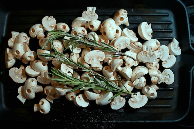 pan-fried champignons, fancy skull-shaped halloween treat, witchcraft witch food skull