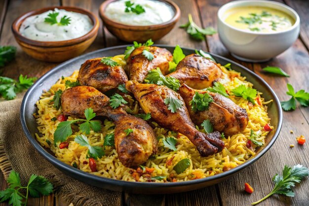 a pan of rice with chicken and rice and a bowl of rice