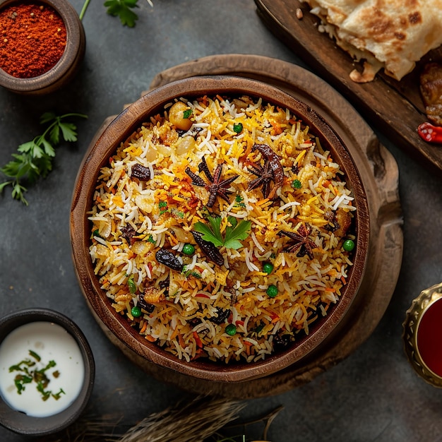 Photo a pan of rice with a side of rice and a tortilla