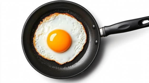 Photo a pan with an egg in it is being cooked in a frying pan