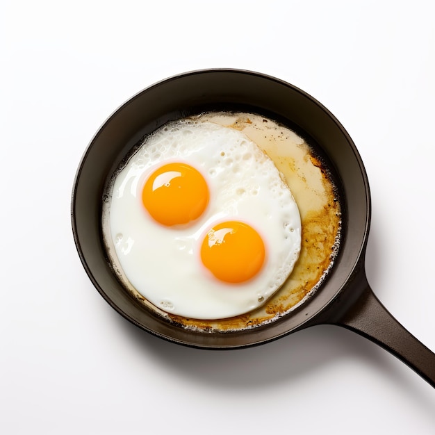 Photo a pan with eggs in it that has been fried