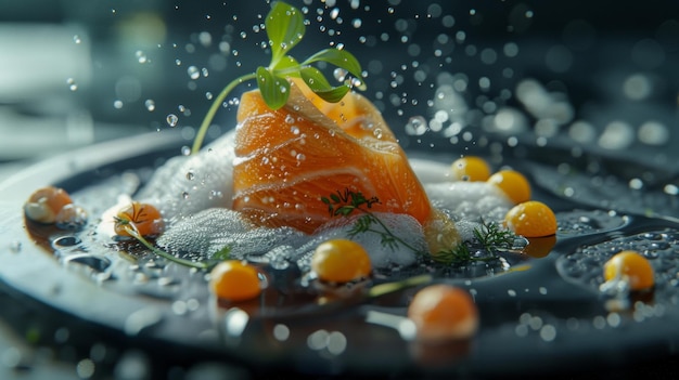 Photo a pan with food and a splash of water on it