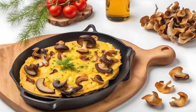 a pan with mushrooms and mushrooms on it is cooking on a table