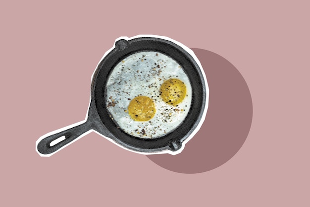 Photo pan with sunny side eggs in it