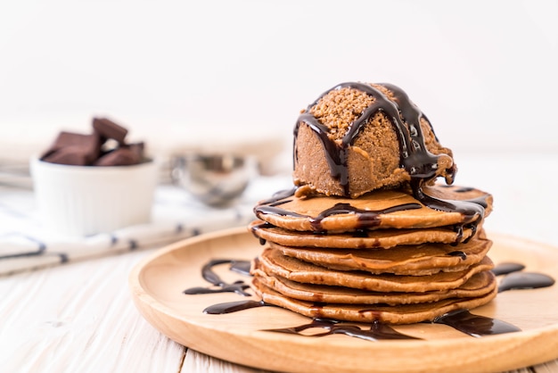 pancake with chocolate ice-cream