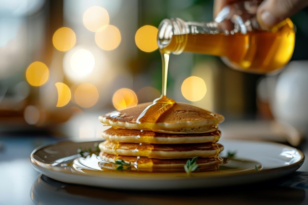 Pancakes Drizzled with Honey