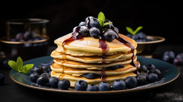 Pancakes fresh blueberry blue