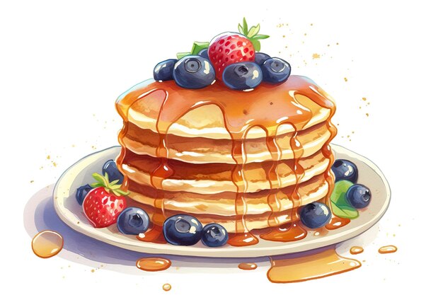 Pancakes illustration Food illustration Generative AI