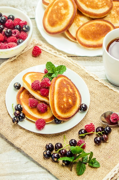 Pancakes on a light background. selective focus.