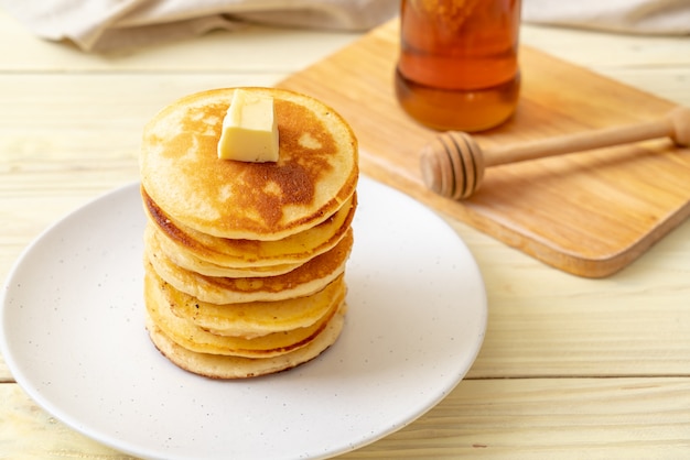 pancakes with butter and honey