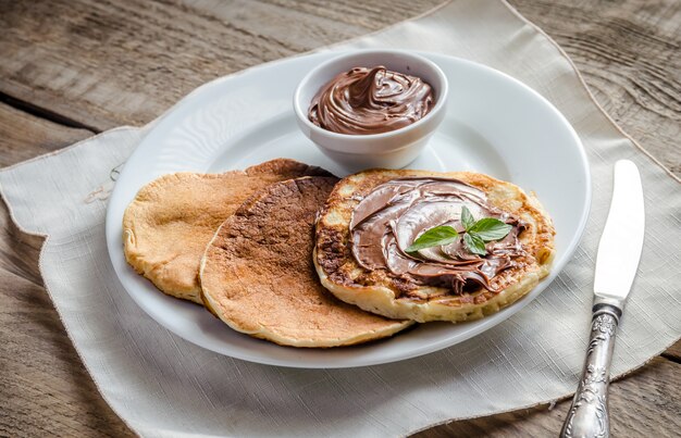 Pancakes with chocolate cream