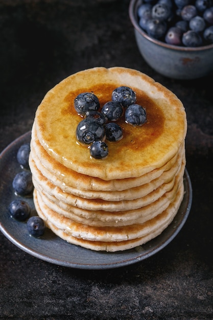 Pancakes with fresh blueberries