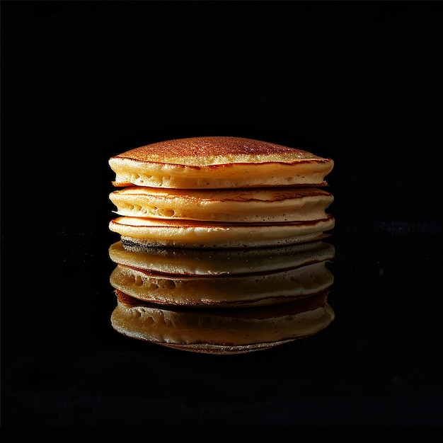 Photo pancakes with syrup and syrup on a black background