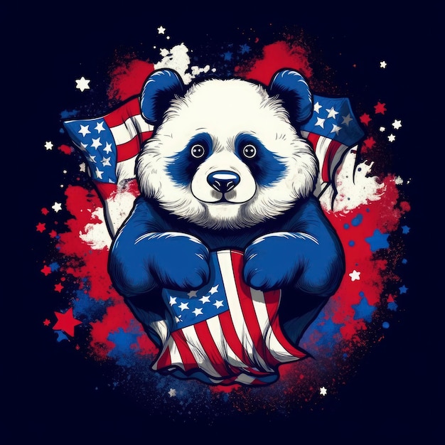 Panda 4th of July tshirt design