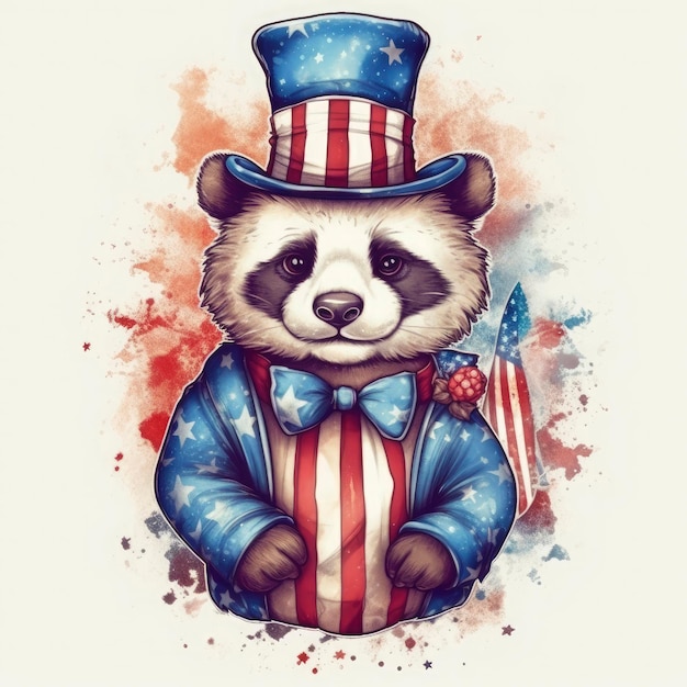 Panda 4th of July tshirt design