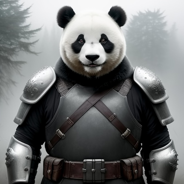 Panda in armor Generative AI