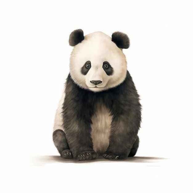 Panda Art By Jon Klassen Full Body On White Isolated Background