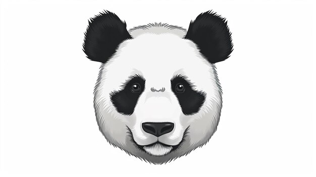 panda bear face isolated on white background Generative Ai