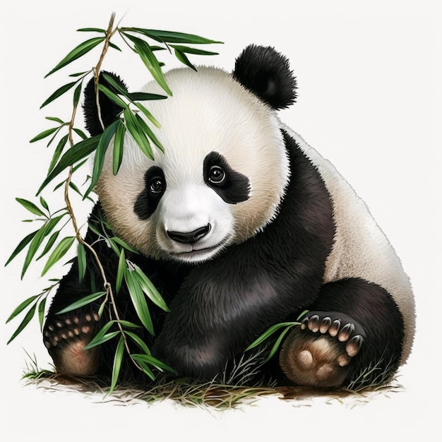 A panda bear is sitting in a bamboo tree.