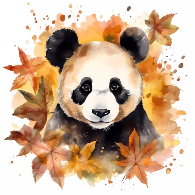 A panda bear is in a watercolor style