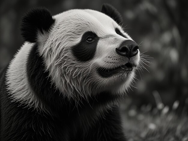 Photo panda bear portrait in black and white