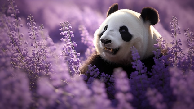 a panda bear with black eyes and a white face and black eyes