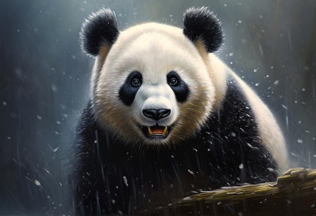 a panda bear with a black nose and a white nose.