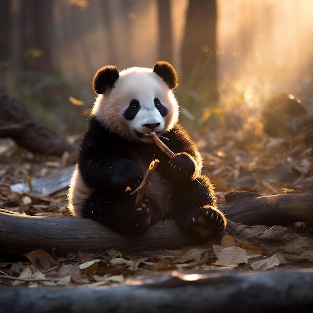 Panda eating bamboo