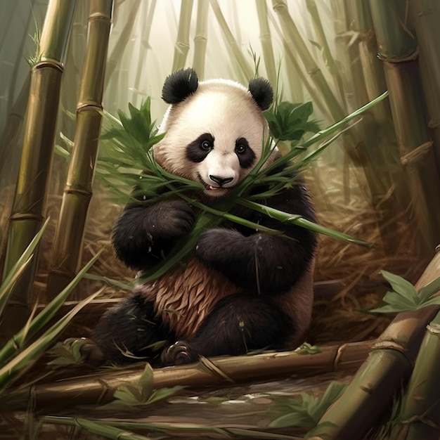 Panda eating bamboo