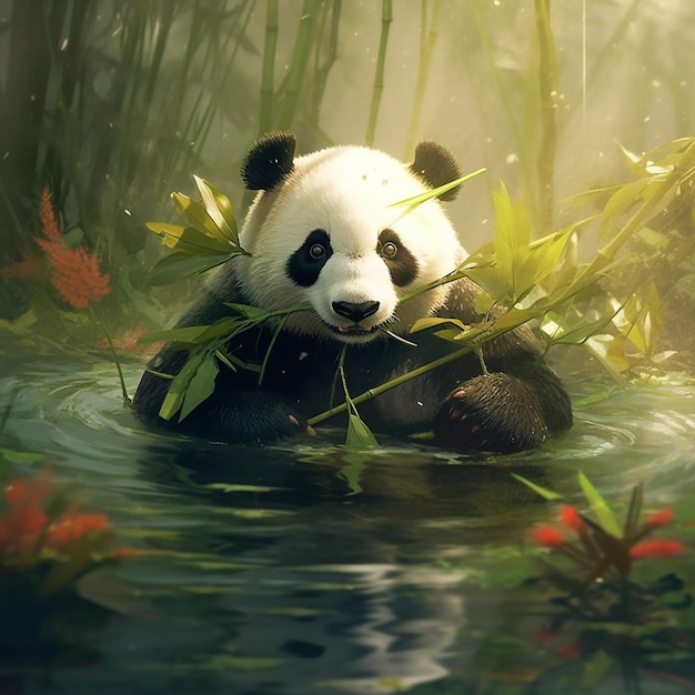 Panda eating bamboo