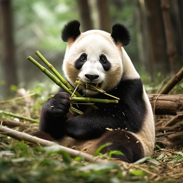 Panda eating bamboo