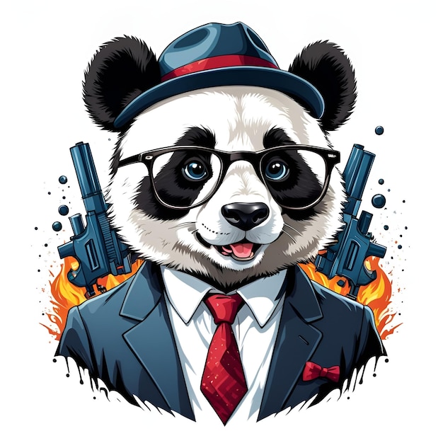 panda gangster mascot esport logo design