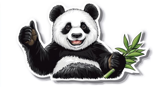 a panda holding a bamboo stick with a panda holding a bamboo stick