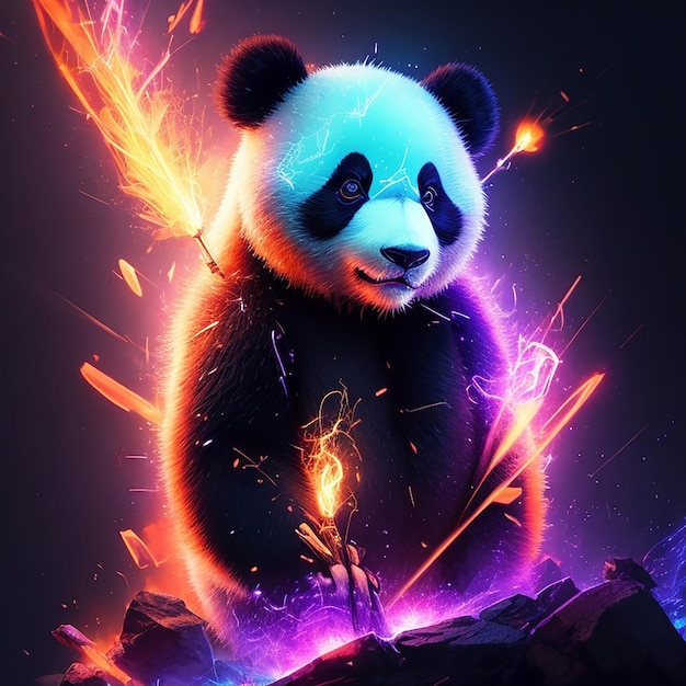 A panda illustration design for a tshirt or wallpaper ai generated