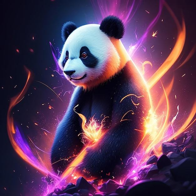 A panda illustration design for a tshirt or wallpaper ai generated