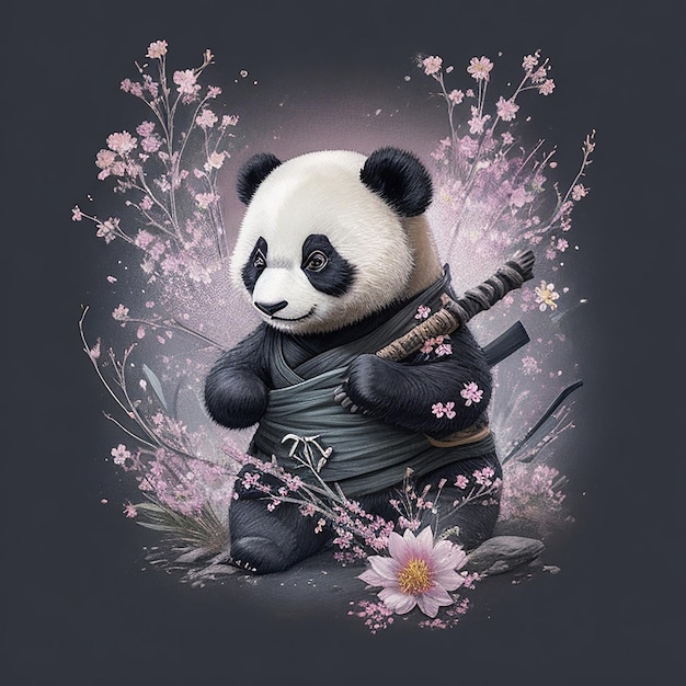 A panda illustration design for a tshirt or wallpaper ai generated