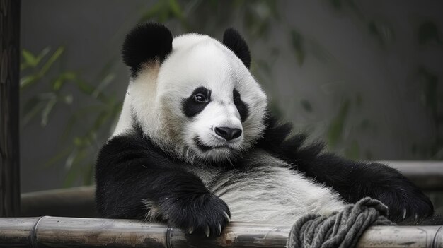 Panda is enjoying a peaceful day sit back and relax on a sunny day