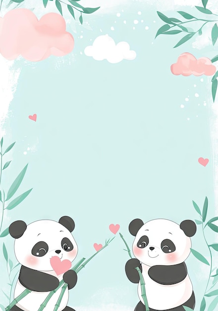 Panda Love and Bamboo Heart Stationery Perfect for Special Messages