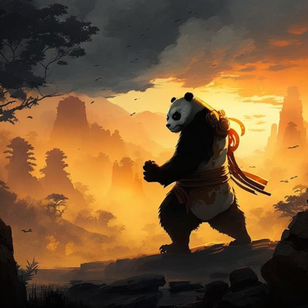 panda practicing kung fu art