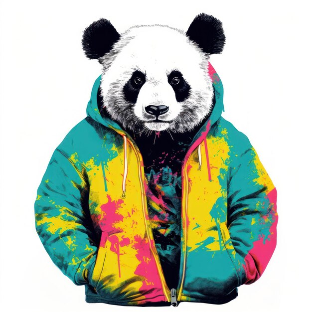 Panda Risograph style sweatshirt mammal bear