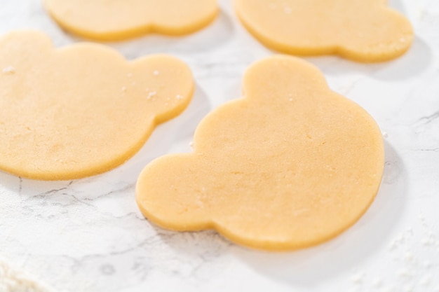 Panda shaped shortbread cookies with chocolate icing