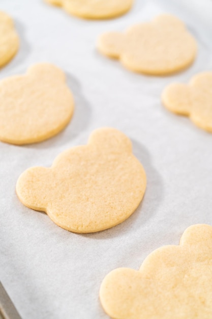 Panda shaped shortbread cookies with chocolate icing