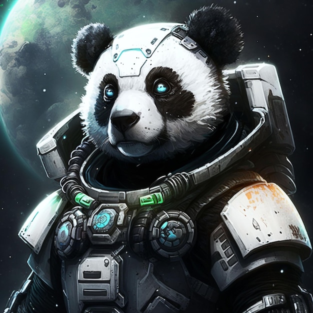 Panda Space Warrior Insanely Detailed Character Design Generative Ai