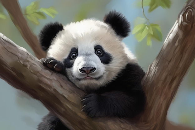 Panda tree giant Zoo wild animal Generate Ai