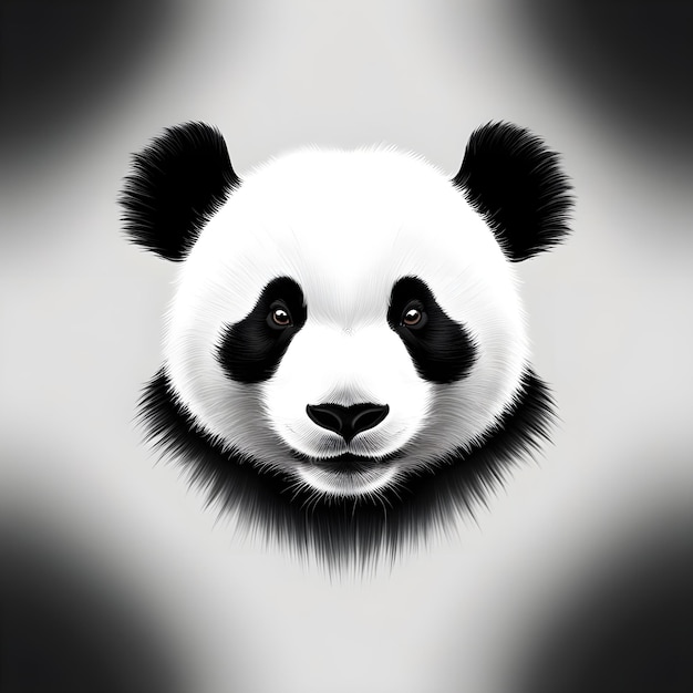 A panda with black eyes and a white face that says panda